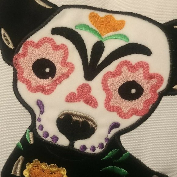 Dia de los Muertos Doggy Skeleton Decorative Pillow - Picture 2 of 5
